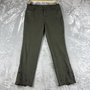 Chicos So Slimming Girlfriend Ankle Jeans Womens 8R Green Lace Stitch Cuff(0886)